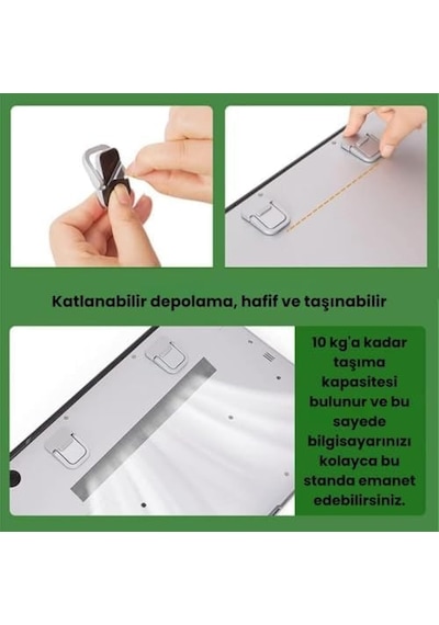 Coofbe 2 Adet Yapışkanlı Katlanılabilir Laptop Standı Portatif Macbook Bilgisayar Laptop Stand Ayagi Siyah