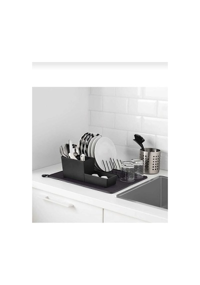 Bulaşık Matı Süper Emici Bulaşık Kurutma Örtüsü 45x36cm Katlanabilir Bulaşık Matı Siyah Plastik Siya Diğer