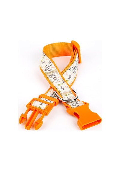 Köpek Ve Pati Desenli Dokuma Köpek Boyun Tasması 3 Cm X 36-60 Cm Tcu Çok Renkli