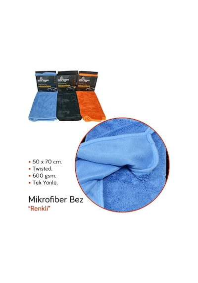 Ebrayn Mikrofiber Bez Twisted Tek Yönlü 600 Gsm 50x70 Cm Renkli Ebr-020