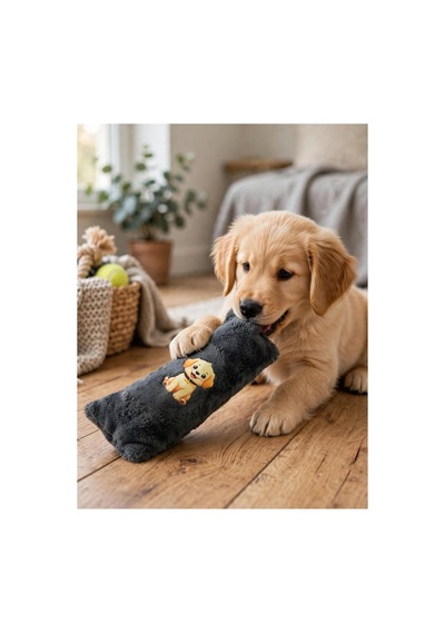 Kedi Köpek Hışırtılı Sesli Oyuncak Kadife Evcil Hayvan Oyun Oyuncağı Gri