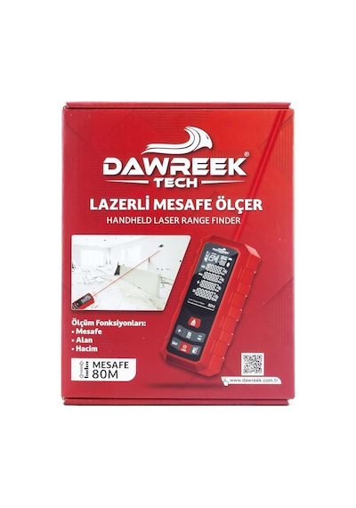Dawreek Mesafe Ölçer H01 Red 80 Metre Dijital El Tipi Mesafe Ölçüm Cihazı