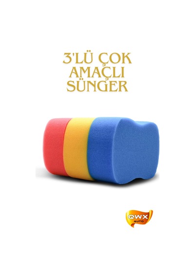Yumuşak Oto Yıkama Süngeri Araç Yıkama Süngeri Araba Yıkama Süngeri Renkli Çok Amaçlı Sünger 3 Adet
