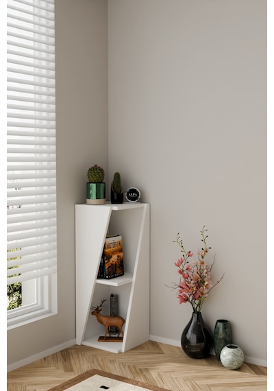 Modern Çok Amaçlı 90 Cm 2 Raflı Köşe Kitaplık Dekoratif Salon Rafı Çok Amaçlı Düzenleyici Organizer Beyaz Modern Çok Amaçlı 90 Cm 2 Raflı Köşe Kitaplık Dekoratif Salon Rafı Çok Amaçlı Düzenleyici Organizer Beyaz