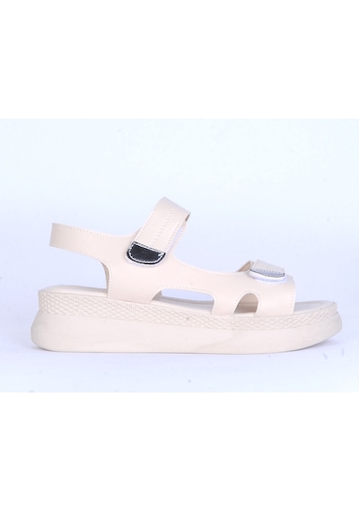 Moda Ayakkabı 146 Syh-krem Ortopedik Kadın Sandalet Ayakkabı Krem