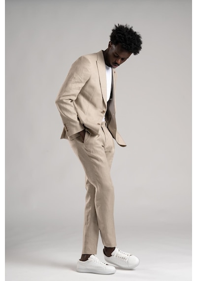 Sir Regular Fit Yarım Astarlı %100 Linen Keten Kumaş Takım Elbise 001