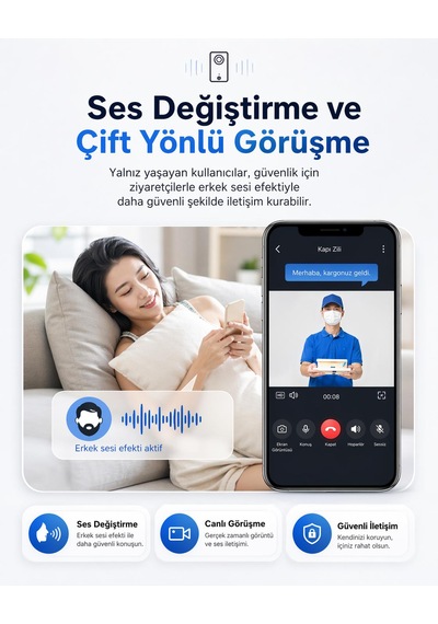 Akıllı Kablosuz Güvenlik Kapı Zili Kızılötesi Gece Görüş Modu Hd 1080p Kapı Zili Kamera Hareket Algılama