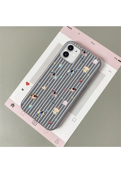 İphone 11 Uyumlu Gri Deri Dokulu Silikon Kamerayı Korur Şok Emici Kılıf 4