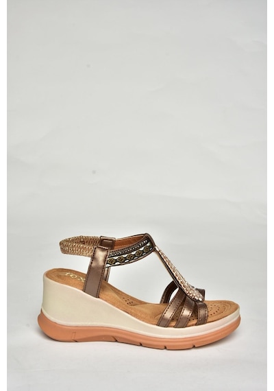 Fox Shoes U258916109 Bakır Dolgu Tabanlı Kadın Sandalet Bakır
