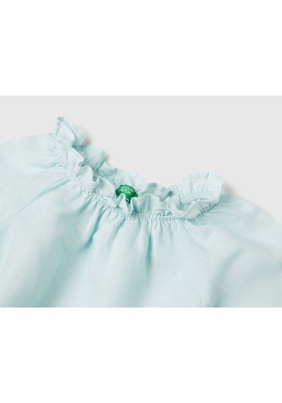 United Colors Of Benetton Benetton Kız Çocuk Mint Bnt-g Keten Bluz Yeşil