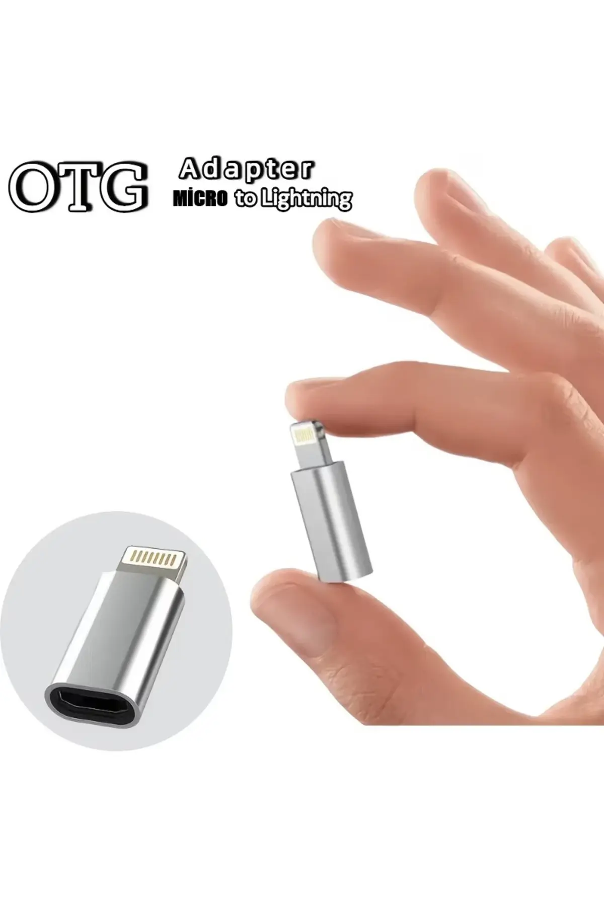 İphone 8-pin Otg Micro Usb To Apple iPhone Uyumlu  Lightining Şarj Çevirici Dönüştürücü Adaptör Gri 1