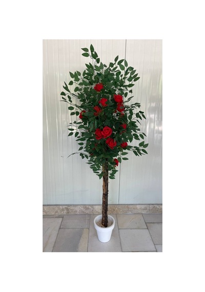 Yapay Gül Ağacı - 21 Kafa Dekoratif Saksı 160 Cm Çok Renkli