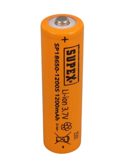 Supex 1865-1200s 3.7 Volt Li-ion 1200 Mah Başlıklı Şarjlı Pil 18650