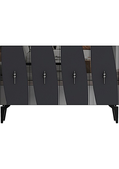 Ka1213as Elips Konsol Ve Tv Sehpası Antrasit-silver 120cm