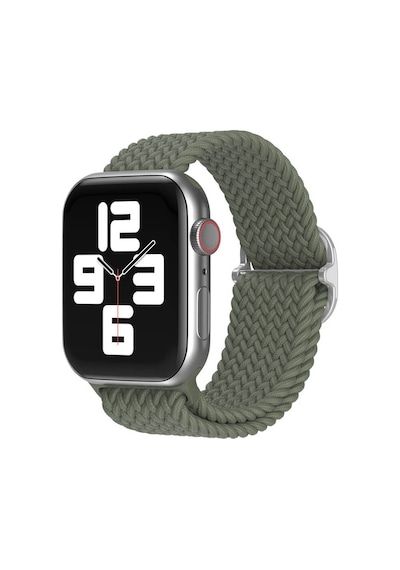 Wozlo Apple Uyumlu  Watch 1 2 3 4 5 6 7 8 Se Ultra Solo Loop Esnek Örgü Tokalı Kordon 38/40/41mm- Haki Yeşil