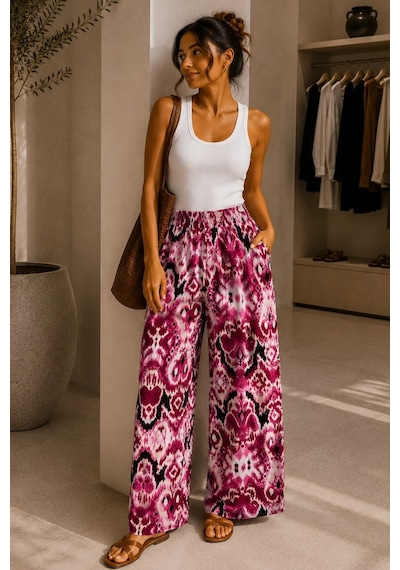 Bbbutikbasic Desenli Bol Paça Viskon Pantolon Günlük Şık Kadın Pantolon My3535 Desen4 Bbbutikbasic Desenli Bol Paça Viskon Pantolon Günlük Şık Kadın Pantolon My3535 Desen4