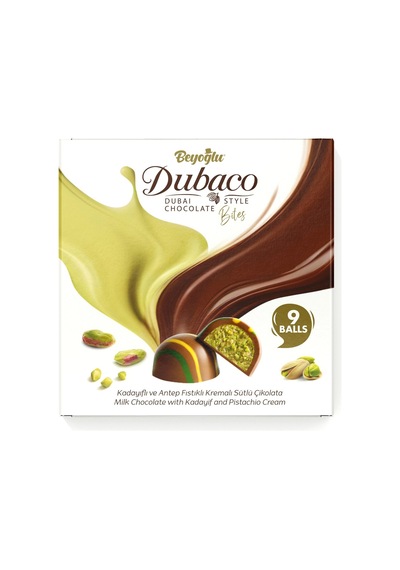 Beyoğlu Dubaco Çıtır Kadayıflı Ve Antep Fstık Kremalı Dubai Topları 9'lu 99gr. X 2 Adet