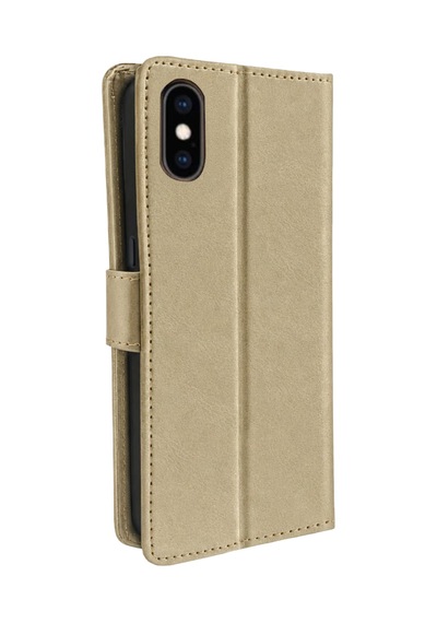 Apple İphone Xs Trend S Plus Kapaklı Kılıf - Gold