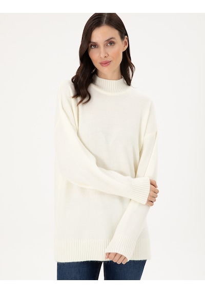 Pierre Cardin Ekru Oversize Yarım Balıkçı Kazak 50301841-vr019