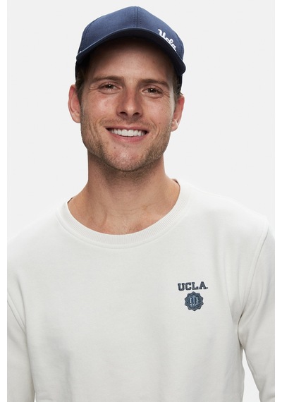 Ucla Valley Bej Bisiklet Yaka Baskılı Standart Fit Erkek Sweatshirt Bej