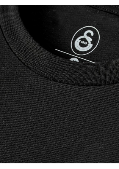 Galatasaray Lisanslı Yazılı Detaylı Siyah T-shirt Aslan Ahşap Kutulu E261042