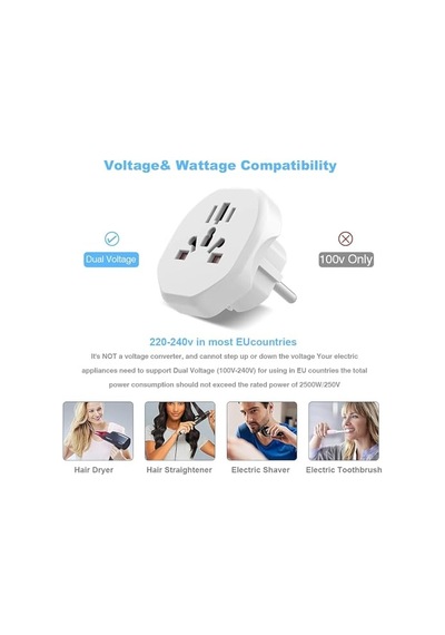 Infomax Evrensel Seyahat Priz Adaptörü 2300w Universal Fiş Dönüştürücü Eu Avrupa Priz Adaptörü Abd İngiltere Avustralya Çin Japonya  10a Beyaz