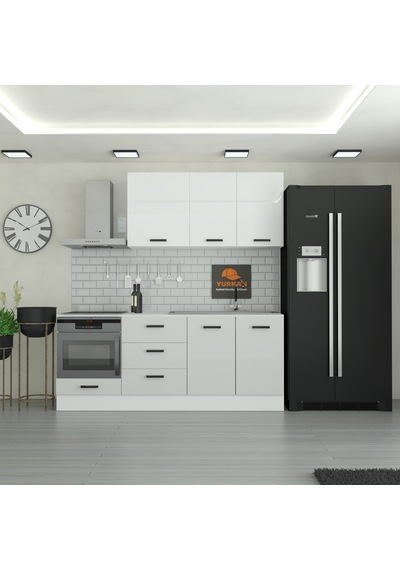 220 Cm Mutfak Dolabı Mdf Kapak Tezgah Dahil Yrkn220 100 Gümüş