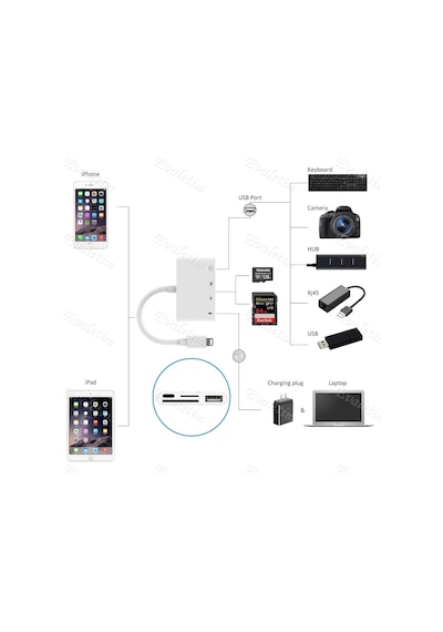 Apple Uyumlu iPhone iPad Usb Sd Microsd Kart Okuyucu 4333P Çevirici Dönüştürücü