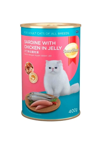 Smart Heart Kedi Konservesi Jöle İçinde Tavuklu Ve Sardalyalı 400 Gr