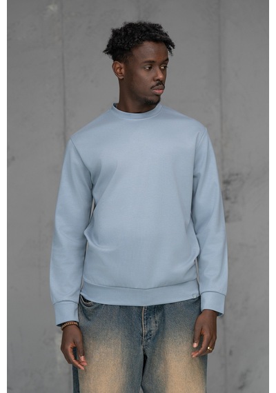 Fbı Slimfit Modal Kumaş Baharlık Sıfır Yaka Likralı Sweatshirt Mavi