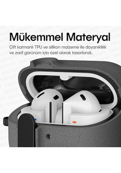 Samsung Galaxy Buds 3 Pro, Buds 3 Ve Buds 3 Fe İle Uyumlu Mandallı Kapak Kilit Sistemli Kumlanm