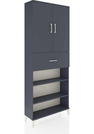 Arges Dolap 5 Raflı Tek Çekmeceli 2 Kapaklı 88x30x221 Antrasi... Antrasit