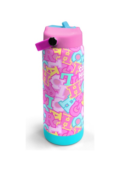 Coral High Pembe Su Yeşili Harf Desenli Katlanır Ağızlıklı Çelik Termos 650 Ml 38323 Su Yeşili