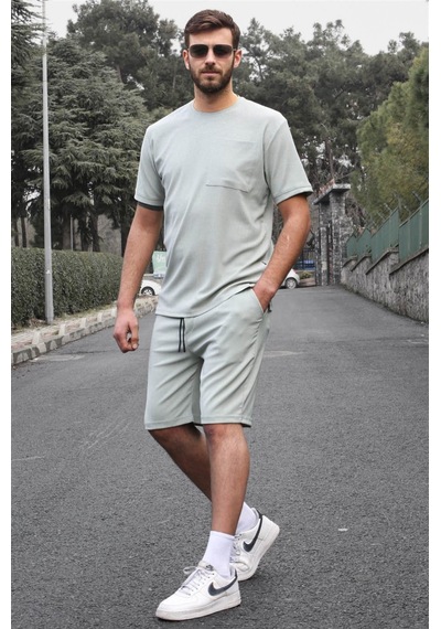 Madmext Mint Yeşili Basic Cep Detaylı Erkek Şort Takımı 5914-mint Yeşili Mint