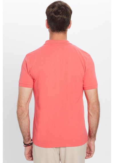 Tudors Erkek Slim Fit Dar Kesim Pamuklu Yumuşak Dokulu Serin Tutan Kumaş Düz Pike Polo Yaka Tişört-31624 Nar