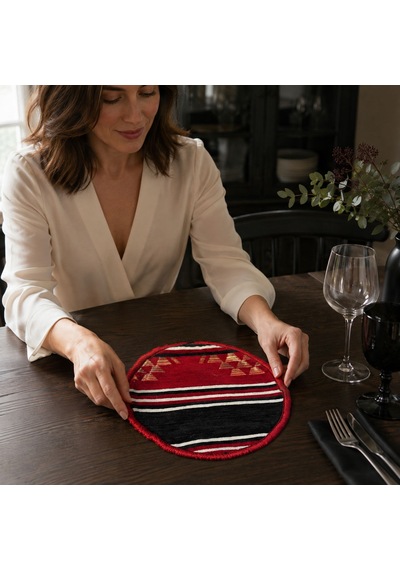 Bk Gift 6 Adet El Yapımı Anadolu İzleri Kilim Kumaşı Supla Koleksiyonu 27cm -4 Haki