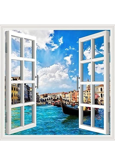 Tr Pencere Poster Duvar Kağıdı Venedik Yapışkanlı Sticker Genel