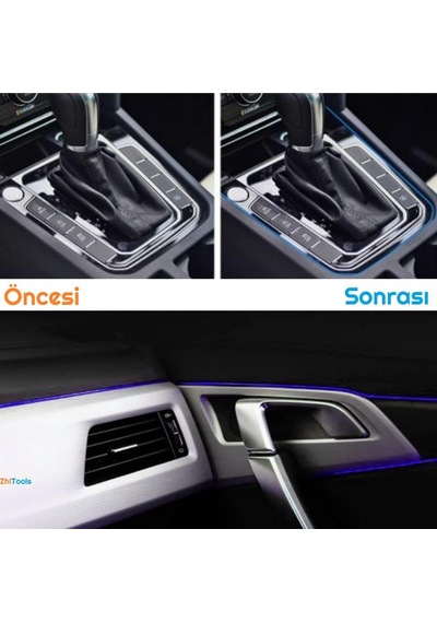 Zhltools Mavi Araba Oto Trim Dekorasyon Şeridi Kauçuk Elastik Kolay Kurulum 5 Metre Şerit Bant