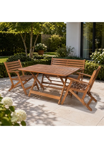 Modermo 4-6 Kişilik Geniş Katlanır Ahşap Bahçe Seti - 135x80cm. Grup D