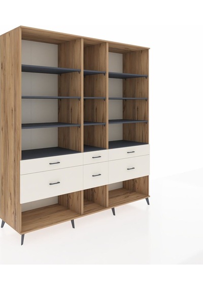 Kronos Dolap 12 Raflı 6 Çekmeceli 220x59x243 Çam-antrasit/aytaşı Çok Renkli Kronos Dolap 12 Raflı 6 Çekmeceli 220x59x243 Çam-antrasit/aytaşı Çok Renkli