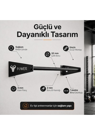 Barfiks Aleti - Barfiks Demiri - Barfix Çubuğu - Demir Bar Siyah Power