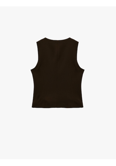 Koton Viskon Karışımlı Düğmeli Bisiklet Yaka Slim Fit Kolsuz Yelek Kahverengi 6sak20027pw Kahve Koton Viskon Karışımlı Düğmeli Bisiklet Yaka Slim Fit Kolsuz Yelek Kahverengi 6sak20027pw Kahve