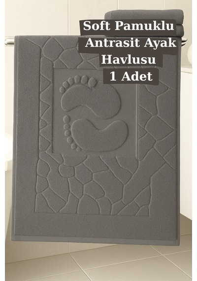 Buççin Online Mağaza Ayak Havlusu-ayak Paspası-banyo Paspası 50x70 1 Adet Orta 6 - 12 Mm Pamuk Gri Çok Renkli