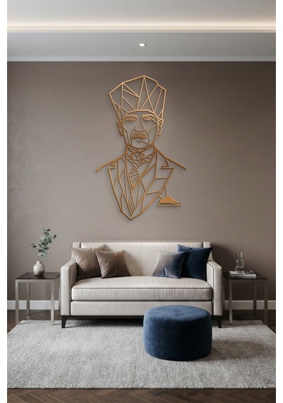 Atatürk Çizgi Metal Duvar Tablosu - Duvar Sanatı - Duvar Dekoru - Bronz