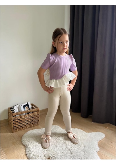 My Kids Wear Fırfır Detaylı Kız Çocuk Takım Lila