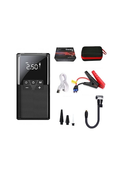 Akü Takviye Cihazı Dijital Hava Pompası 150 Psi Powerbank Özellikli Led Işıklı Jump Starter