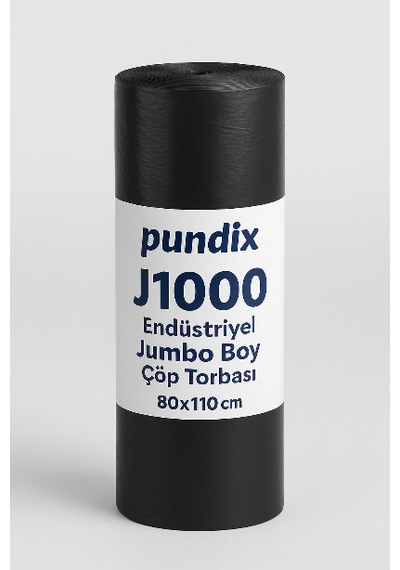 Pundix Pundıx J1000 Jumbo Boy Endüstriyel Çöp Torbası 80x110 Cm 1 Koli 10 Rulo X 10 Adet Dayanıklı, Sızdırmaz Ve Geniş Hacimli Çöp Poşeti