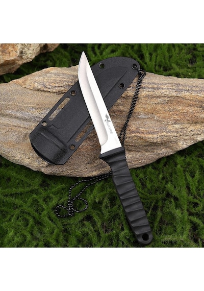 Valkyrie 9cr18 Soğuk Çelik Boyun Askılı Kılıflı Kamp Av Bıçağı Paslanmaz Çelik Gümüş Gümüş