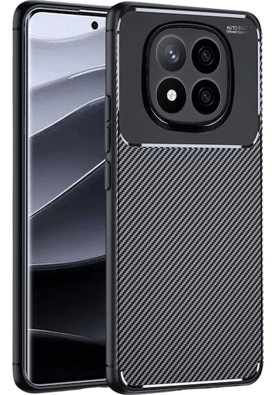 Xiaomi Redmi Note 15 Pro Plus 5g Uyumlu Kılıf Karbon Tasarım Kamera Korumalı Silikon Telefon Kılıfı Siyah