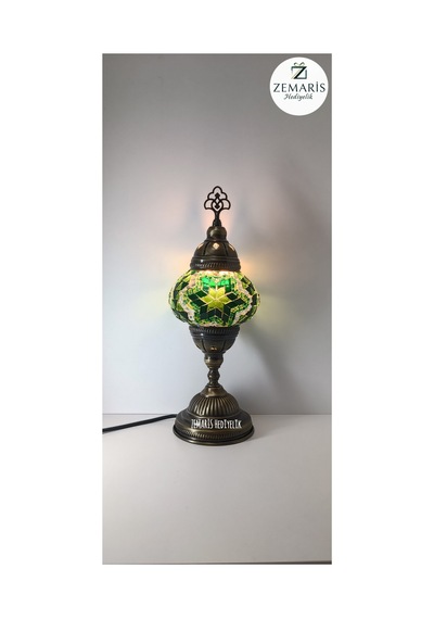 El Yapımı Otantik Mozaik Masa Lambası Yüksek Boy Yeşil - 820076288 Yeşil
